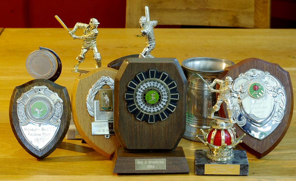 David Harvey's trophies gathered together on a table