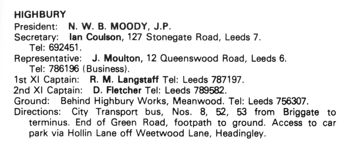 Club Handbook Entry, 1980