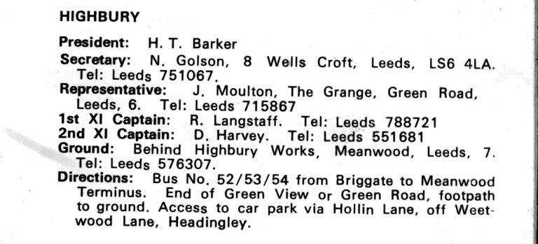 Club Handbook Entry, 1983